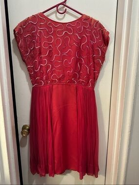 Girls Red Beaded Party Dress